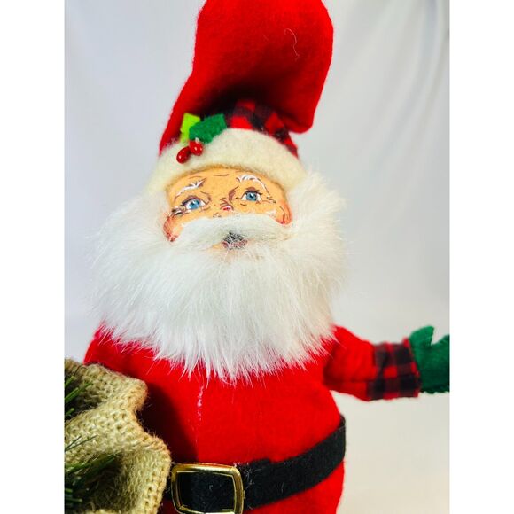 New Annalee Dolls 9" Mountain Santa Claus Felt Outfit Burlap Sack Painted Face - Picture 3 of 6